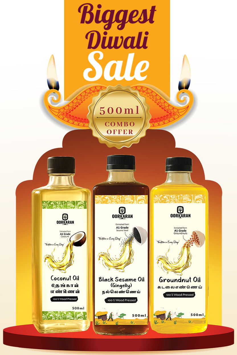 Oorkaran Biggest Diwali Sale – 500ml Combo Pack (3 Cooking Oils)
