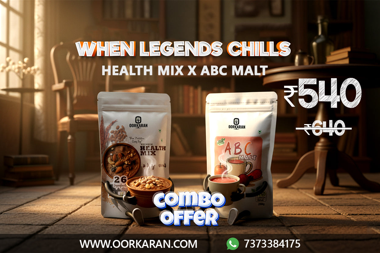OORKARAN Health Mix + ABC Malt Combo | Natural Nutrition Drink for Kids & Adults (₹540 Offer)